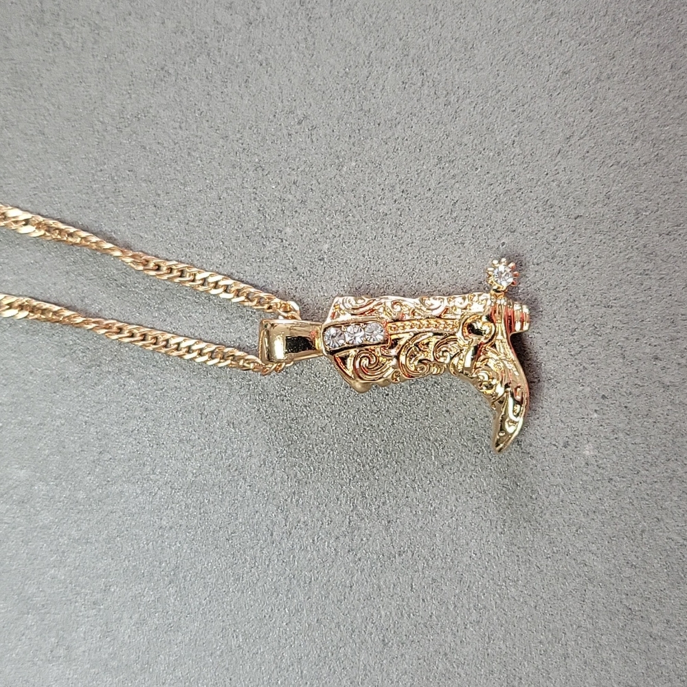 Cowboy  Boots Pendant Necklace Retro